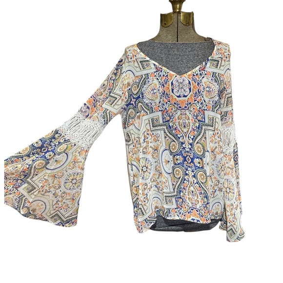 Blu Pepper Tops - Blu Pepper Vibrant Paisley Print Top